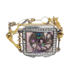 14k Gold Plated Chain Steampunk Gear Resin Watch